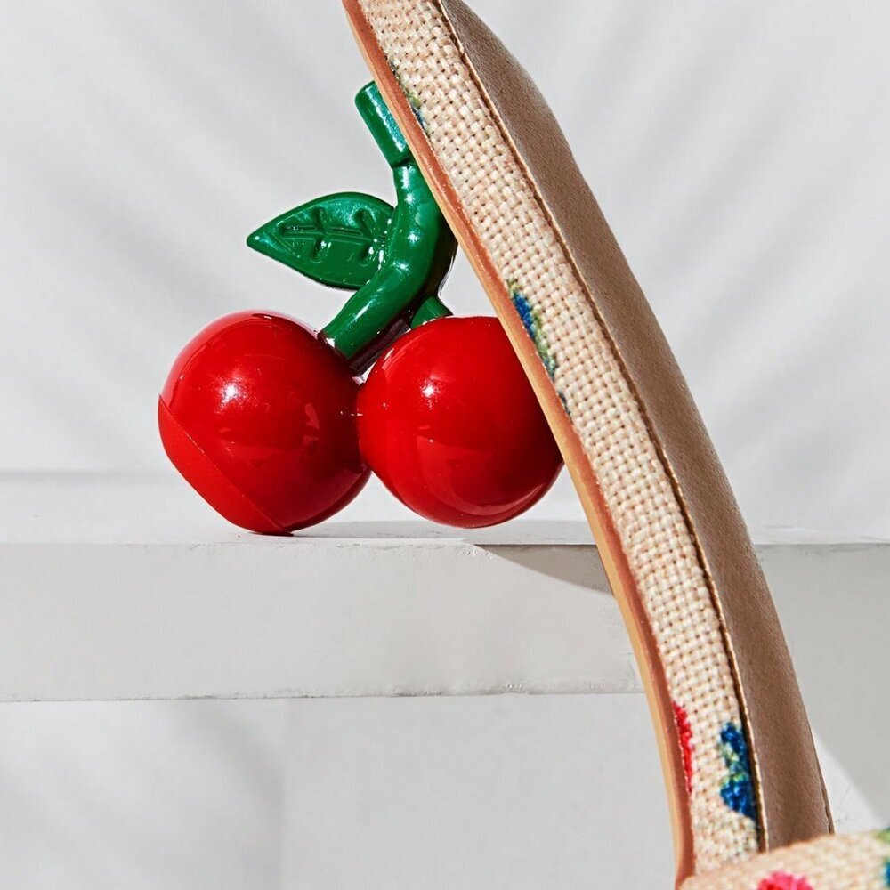 Beige Cute Women's Cherry Shaped Heel Sandals - Picture 6 of 7